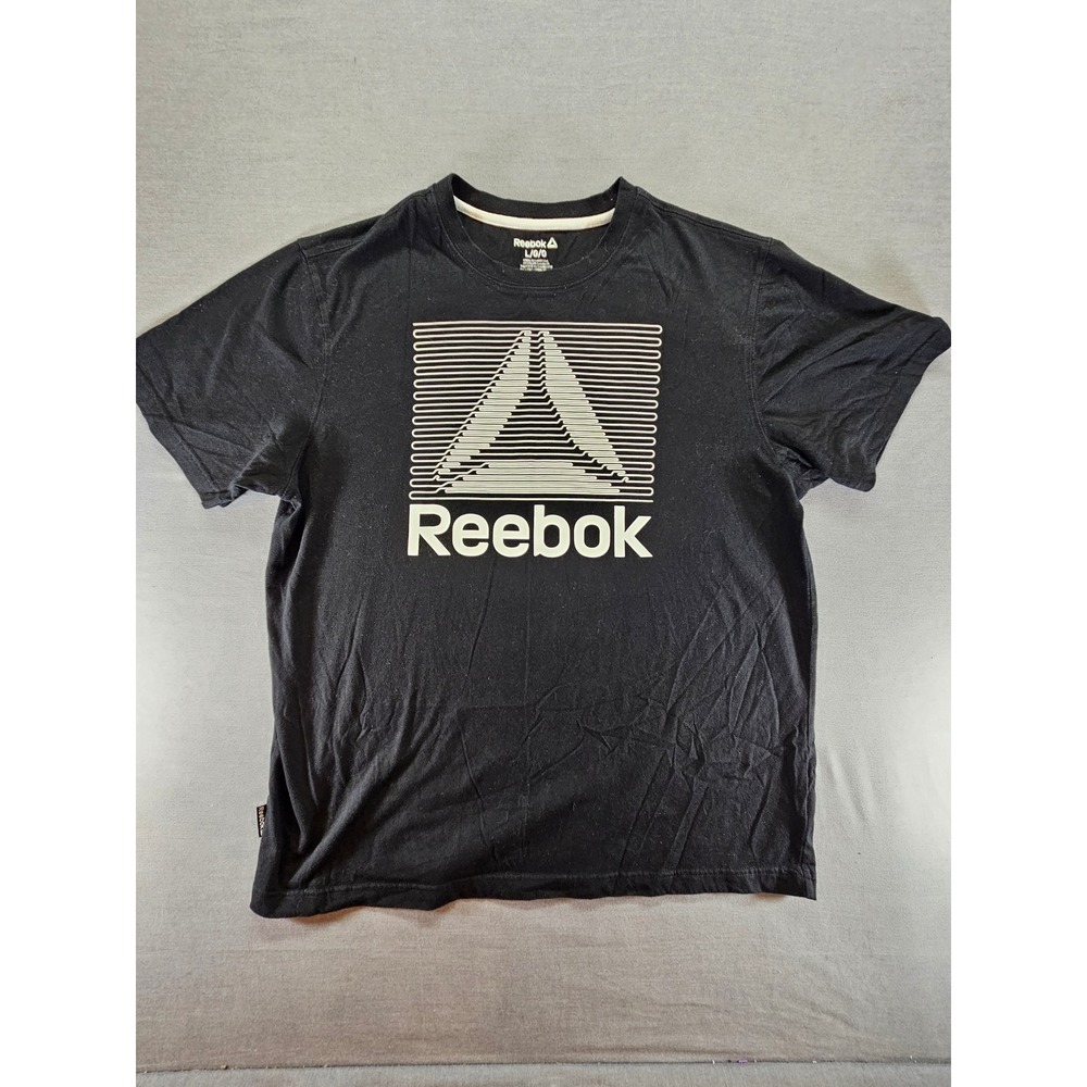 Reebok Mens Graphic T-Shirt Black Delta Logo Short Sleeve Cotton Tee Large